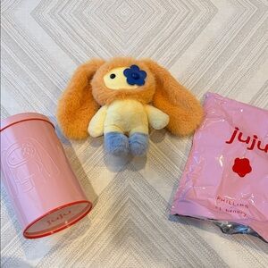 Collectible CJ Hendry Juju Keychain Style #14 Tan, Yellow with Navy Blue Flower